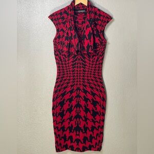 Alexander McQueen F/W 2009 Iconic Red Black Houndstooth Bow Dress Size S